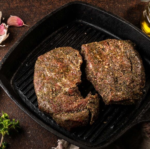 Pork Ribeye Steaks, Marinated in Garlic, Marjoram & Black Pepper (500g)